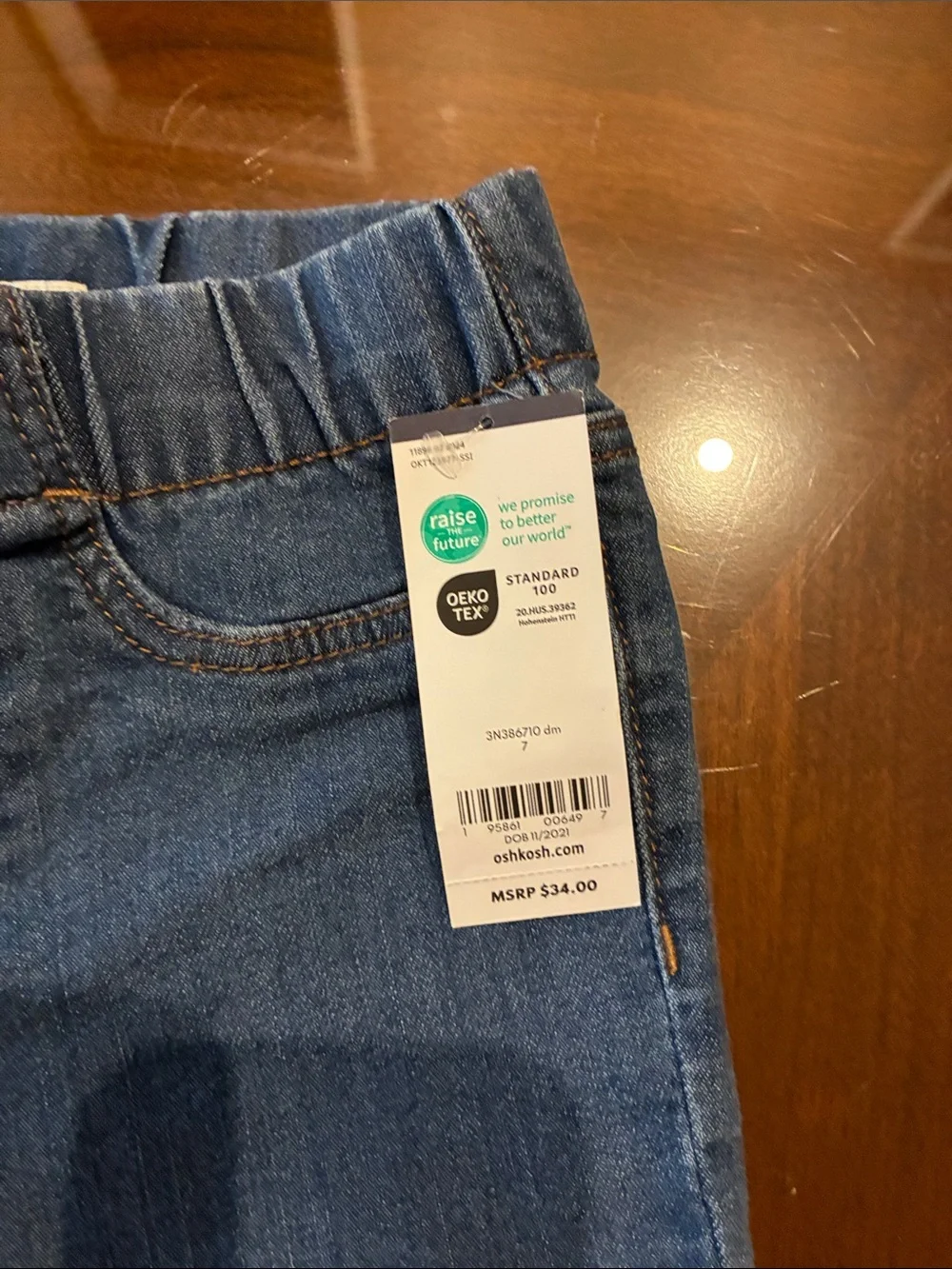 OshKosh B'gosh Girls Size 7 Denim Pull-On Jeans
